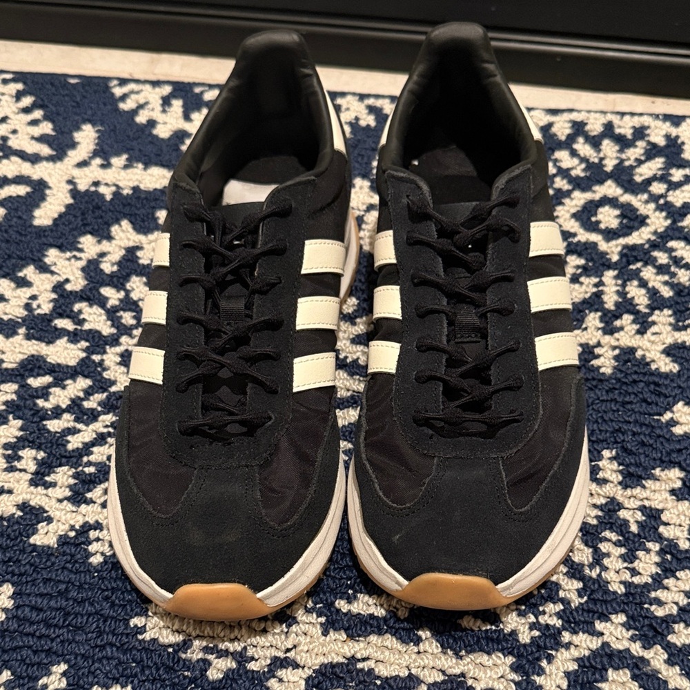 Adidas Men's Black Sneakers with White Stripes